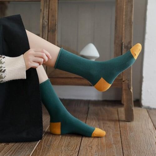 New Women Socks 98% Cotton Autumn Middle Tube High Quality Loose Socks Female 1 Pair Trendy Casual Breathable Girls Socks