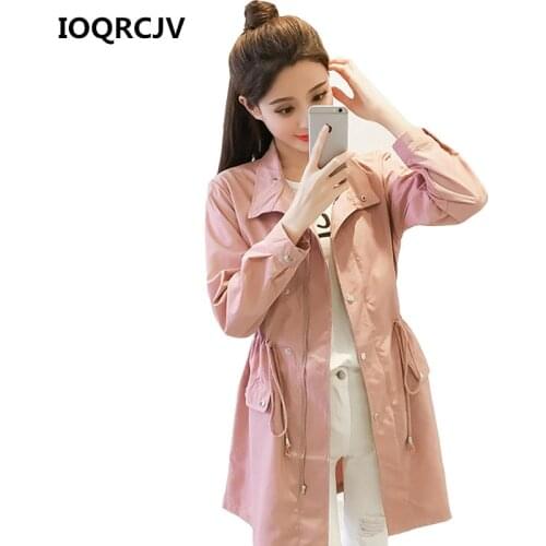 Trench Coat For Women 2019 Spring Women Loose Windbreaker Elastic Waist Overcoat Casual Long Coat Female Outerwear Tops R182