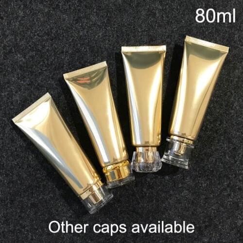 20 x 80ml Gold Silver Aluminum Plastic Soft Tube Empty Cosmetic Facial Cleansing Cream Skin Care Lotion Packaging Bottle Hose