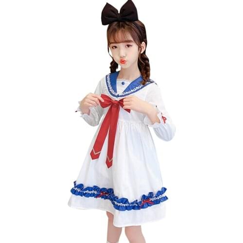 Dress Girl Big Bow Dress For Girl Patchwork Party Dress Child Ruffles Girl School Costume 6 8 10 12 14