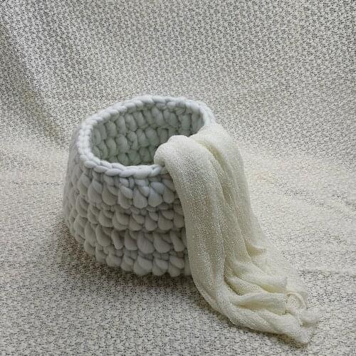 Sale! A Set 150*100cm Bobble Fabric Backdrop Blanket +Knit Basket+140*30cm Stretch Knit Wrap for Newborn Baby Photography Props