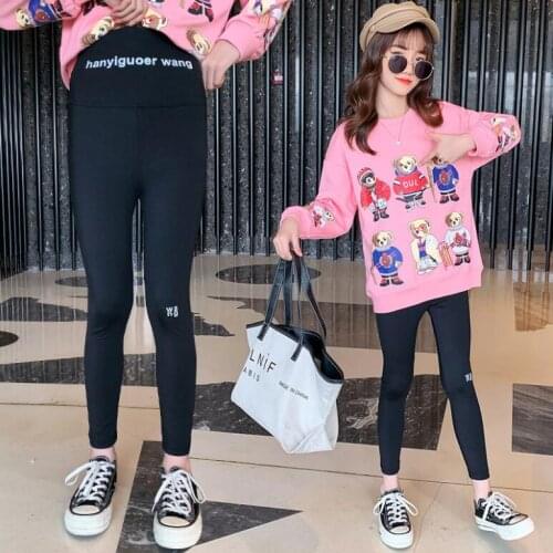 Girls Sport Leggings 2021 Spring Trousers Cotton Lined Letter Leggings Autumn for Children 8 10 12 14 Years Kids Clothing