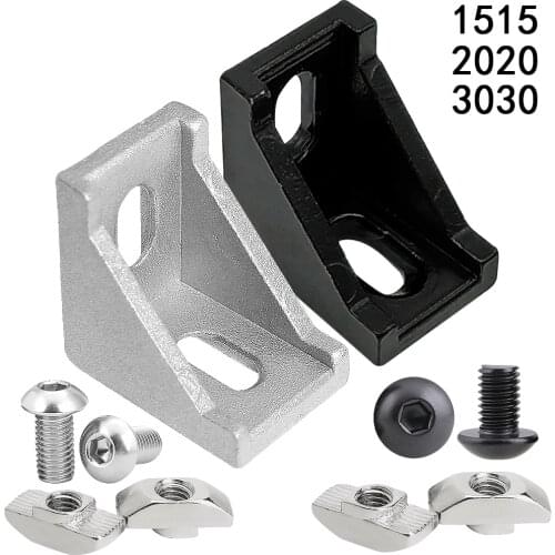 20pcs 1515 2020 3030 Series Corner Angle L Brackets Connector Fasten Connector for 15S 20S 30S Aluminum Extrusion Profile