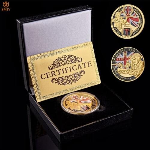 WW II 1944.6.6 Sword Beach D-Day British 50th Northumbrian Infantry Military Challenge Commemorative Coin W/Black Box
