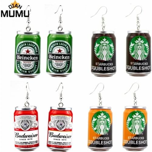 Ladies Personality Dangle Earrings Creative Drink Bottle Bottle Drop Earrings DIY Beer Drink Funny Long Ear Jewelry