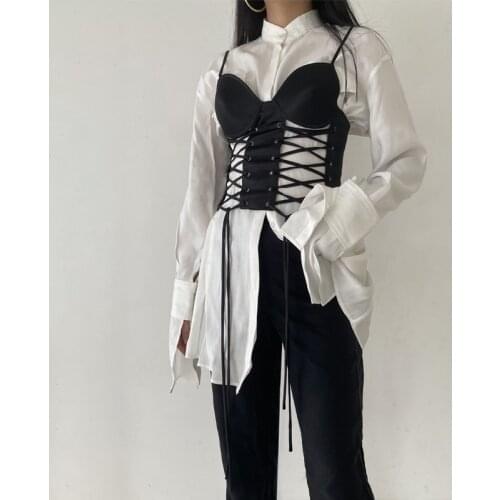 Summer Spring Short Sexy V Neck Women Bow See Through Top With Thin Straps T114488A