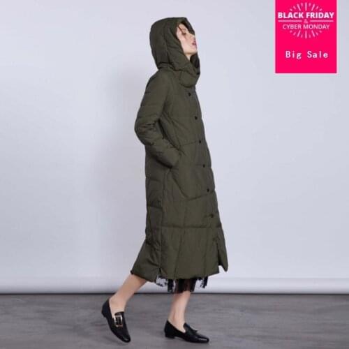 Winter fashion brand good quality X-long over the knee 90% duck down coat female hooded warm down parkas wq139 dropship
