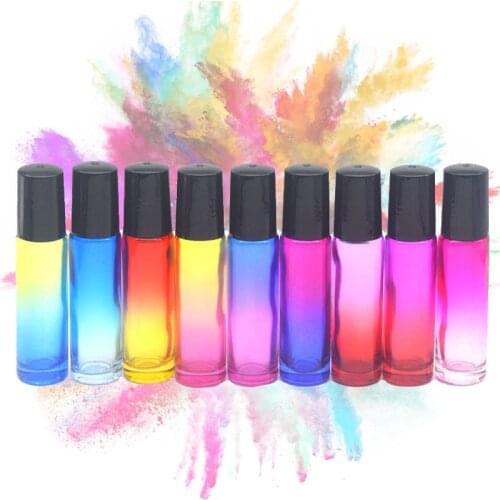 10ml Thickened Transparent Amber Glass Roller Rollerball Essential Oil Bottle Mist Container Travel Refillable Bottle Brown Vial