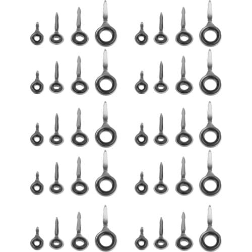 40pcs Fishing Rod Guides Tip Rings Eyes Stainless Steel & Ceramic Repair Kit Fishing Accessories