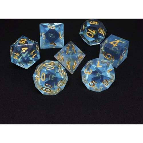 7pcs/set Transparent Resin Mirror Dice D4 D6 D8 D12 D20 D% Polyhedral Dice For DND RPG COC Table Games Gift Role Playing Rolling