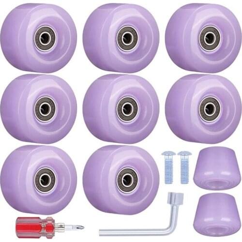 8 Pcs 82A Roller Pulley with Mounting Bearing and 2 Toe Plug,for Outdoor or Indoor Use Double-Row Skating,58X32mm