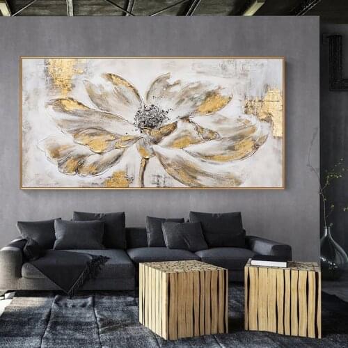 Abstract Golden Floweres Canvas Painting Modern Art Posters and Prints Nordic Wall Art Pictures for Living Room Home Decoration