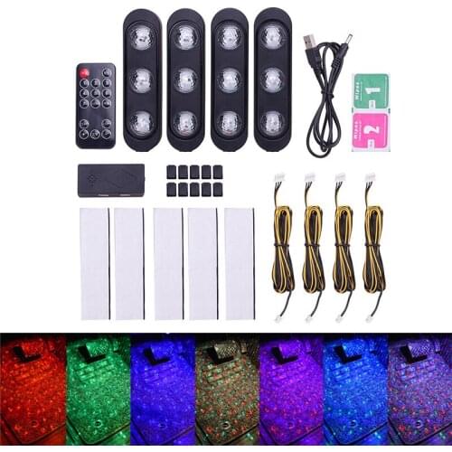 Car Inner Foot Light USB LED Light Atmospheric Starry DJ Mixed Colorful Musical Sound with Voice Control Laser Lamp