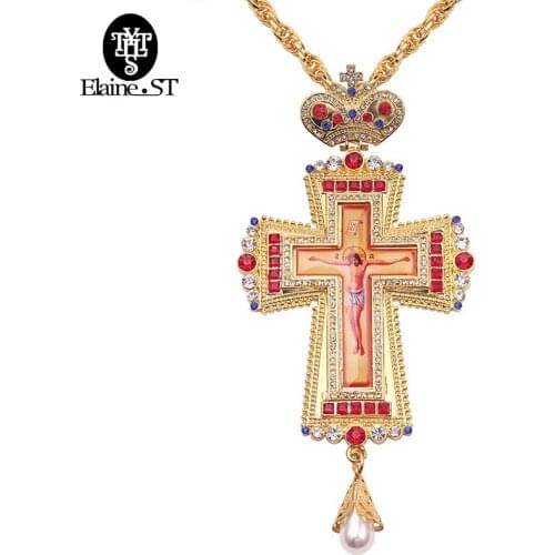 Free Shipping Pope Francis Pectoral Cross Orthodox Cross Necklace Religious Jesus Icon Metal is Encrusted with a Crucifix