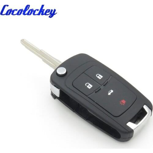 Cocolockey Flip Remote Car Key Shell Fit for CHEVROLET Spark Car Entry Folding Replacement Blank Key Fob 4Buttons 2012-2016year