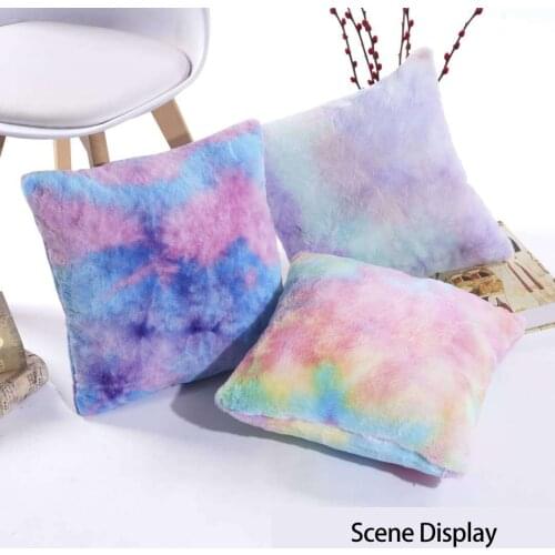 Decorative Pillow Covers Pillowcase tie-dyed Short plush Gradients Decoration Car Home Cushion Cover 45x45cm Living Room
