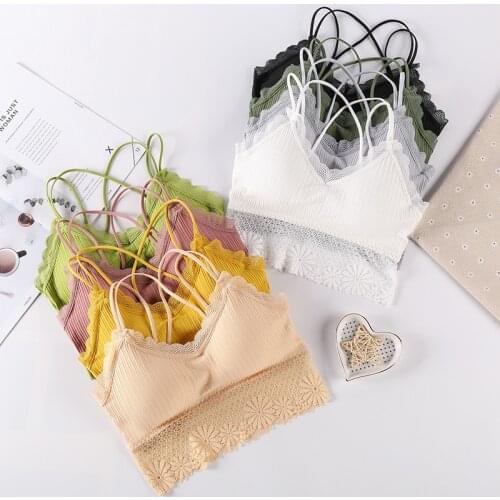 Women Girls Bra Support Cotton Laces Sports Bra Top Women Gym Fitness Seamless Push Up Yoga Bra Padded Sports Top Active Wear