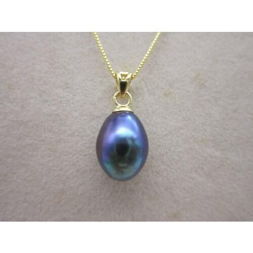 Elegant 11-13MM Natural tahitian 14k Pearl Pendant Necklace send chain