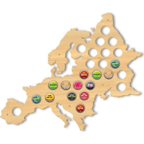 European Beer Cap Map Pub Bar Wooden Wall Sign Beer Bottle Cap Display Holder Euro Wood Map Cap Catcher Man Cave Beer Lover Gift