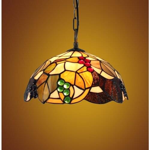 European-Style Bar Restaurant Lobby Glass Lamp American Country Retro Tiffany Colored Glass Grape Chandelier