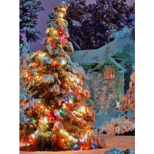 VinylBDS Christmas Hintergrund Christmas Tree Snow 5x7ft(1.5x2.2m) Photo Studio Background Backdrop
