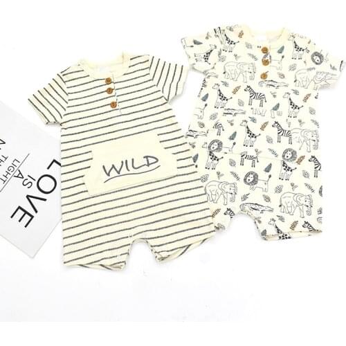 Baby Boy Romper Summer 3-24 Month Short Sleeve O-Neck Pullover Unisex Clothes Infantil One Piece Striped Newborn Jumpsuit New