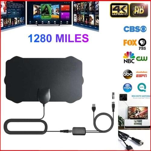 4K Digital HDTV Aerial Indoor Amplified Antenna 1680 Miles Range HD1080P DVB-T2 Freeview TV For Life Local Channel Broadcast