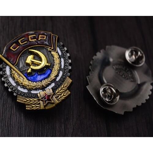 Top Quality CCCP Medal USSR Labor Red Flag Metal Medal Soviet WW2 Russia Red Flag Five-Star Hero Glory With Ribbon Pin Honor