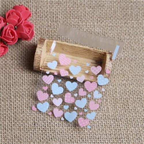 Cute heart Dessert Cookies bags for Wedding Birthday Party Craft Self-adhesive Plastic packaging