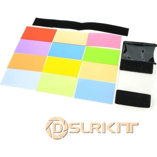 DSLRKIT 12 PCS Flash Color Card Diffuser Set Lighting Pop Up Filter kit
