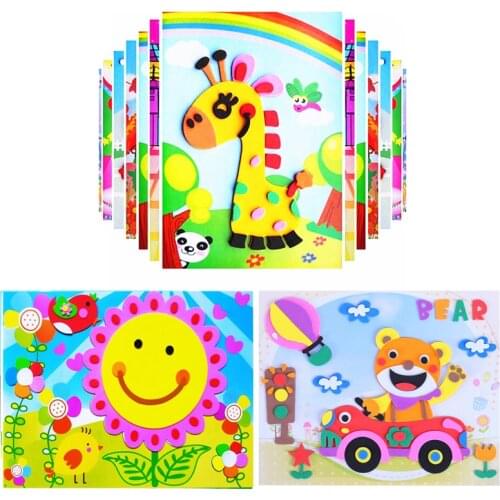 10pcs 3D EVA Foam Stickers Children Fun DIY Games Cartoon Animals Learning Toys Gifts Art Crafts Multi-Pattern Styles Sticker