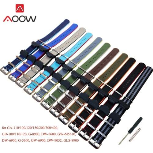 NATO Nylon Strap Zulu Watchband for Casio G-Shock GA-110 120 GA-400 GD-100 DW-5600 6900 Canvas Men Bracelet Band Black Adapters