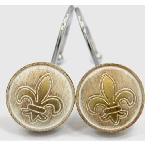 New 12pcs/pack Delicate Imitation Wood Grain Shower Curtain Rings Hooks Curtain Iris Bathroom Curtain Rings Accessories