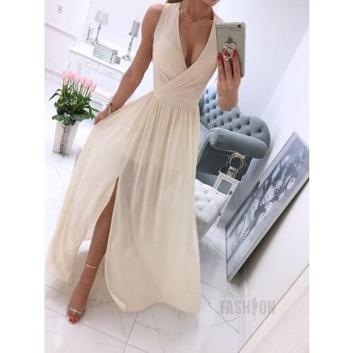 2021Summer new sleeveless solid color V-neck dress Long Sleeve Dresses For Women Party Sexy Dresses Woman Womens Dress Elegant