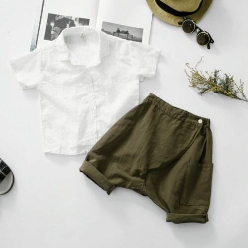 Summer new Children Cotton Hemp pants Korean plate concave shape partial cotton hemp pants seven-point pants