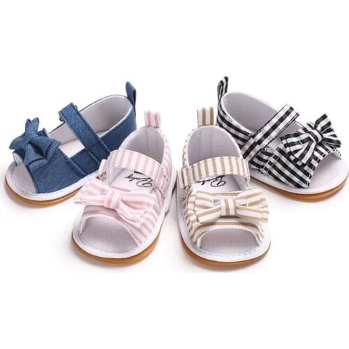 New Baby Newborn Toddler Infant Baby Girls Soft Bowknot Sole Non-slip Crib Summer Sandals Shoes Cute Baby Shoes