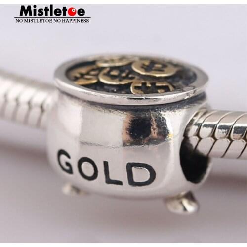 Mistletoe Authentic 925 Sterling Silver Treasure bowl Charm Fit European Bracelets Jewelry