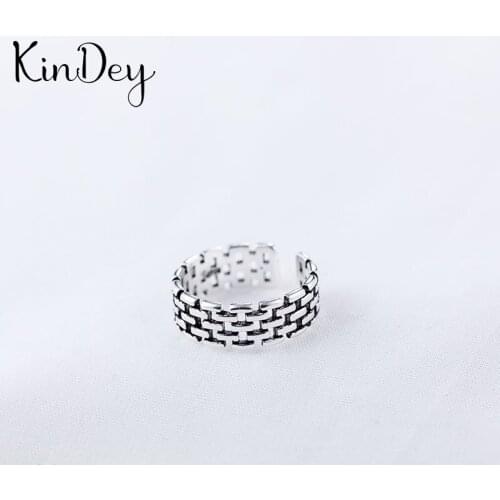 Kindey Wholesale Real Silver Color Hollow Rings For Women Big Antique Rings Finger Jewelry High Quality