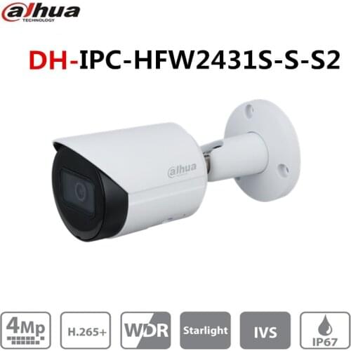 Original Dahua International Version IPC-HFW2431S-S-S2 4MP IP Camera IR30M IP67 built-in sd card slot P2P Camera