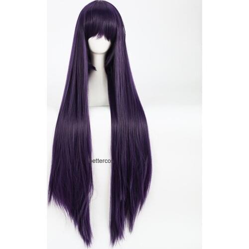 Sailor Moon Sailor Mars Rei Hino Cosplay Wigs 100CM Long Straight Purple Black Heat Resistant Synthetic Hair Wig + Wig Cap