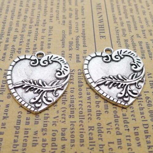 6PCS/Lot 24mm*27mm Heart Pendant Antique Silver Color Love Charms For DIY Jewelry Making Handmade Craft