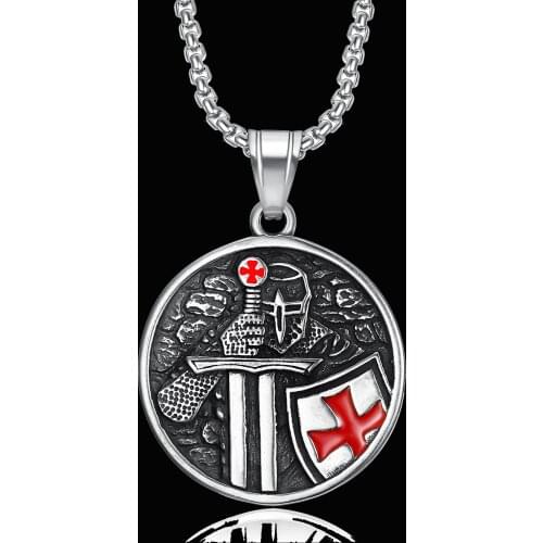 Knights Templar Cross Pendant Necklace 316 Stainless Steel Pendant for Men Biker Party Jewelry Gifts for him