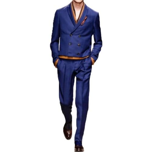 Blue Groom Wear Wedding Dress Prom Dress Business Suits Dinner Party Suits costume homme mariage luxe 3Pieces(Jacket+Vest+Pants)
