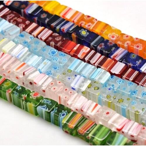 10 Strand Handmade Millefiori Glass Cube Bead Strands 6mm 8mm for jewelry making DIY Bracelet Necklace Accessories Decor