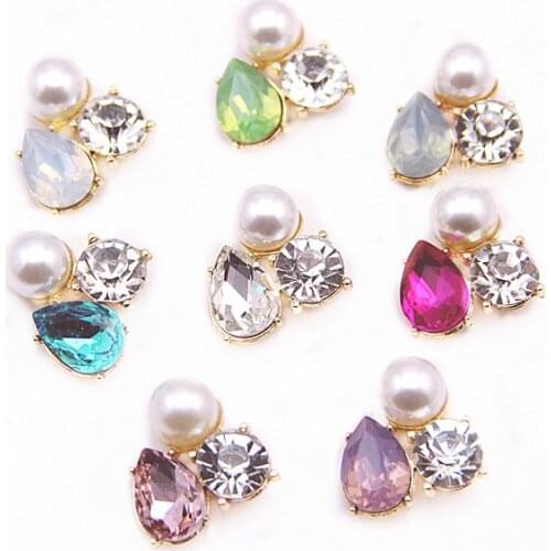 10pcs Jelly Rhinestone Pearl Embellishments Buttons Flatback Decorative For Handicraft Bowknot Flower Decoration Diy Craft