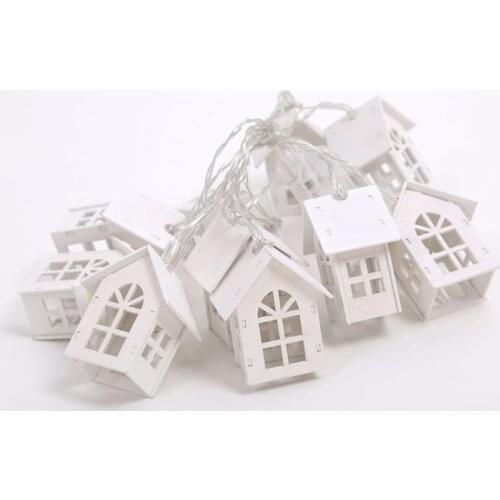 Battery Type LED Wooden Small House Lighting String Indoor Outdoor Decorative House Light String For Bedroom 2/3 Meter Dual Mode