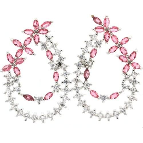 35x18mm Multi Color 5.6g Garnet Aquamarine Peridot Tanzanite Pink Kunzite Fine Jewelry Dating 925 Sterling Silver Earrings