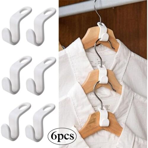 6/12pcs Clothes Hanger Hook Folding Storage Clothes Rack Wardrobe Hanging Hanger Connection Hook Space Saving Connectors