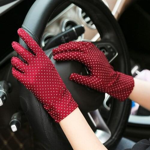 Womens Fashion Summer Gloves Gloves Anti-Skid Sun Protection Driving Short Thin Gloves Dot Women Gloves