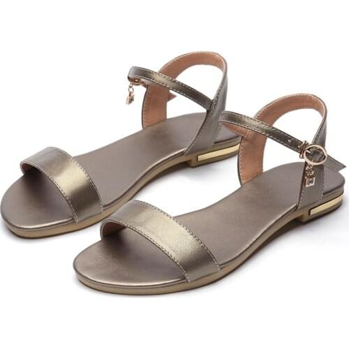 Women Sandals 2021 Summer Woman Flats Buckle Strap Crystal Big Size 34-43 Womens Casual Beach Shoes Ladies Fashion Footwear